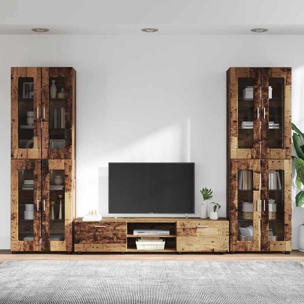 vidaXL TV Cabinet Set with Drawer FLORIN Old Wood Engineered Wood
