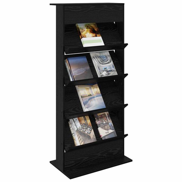 vidaXL Magazine Rack Black Oak 70 x 41 x 156 cm Engineered Wood