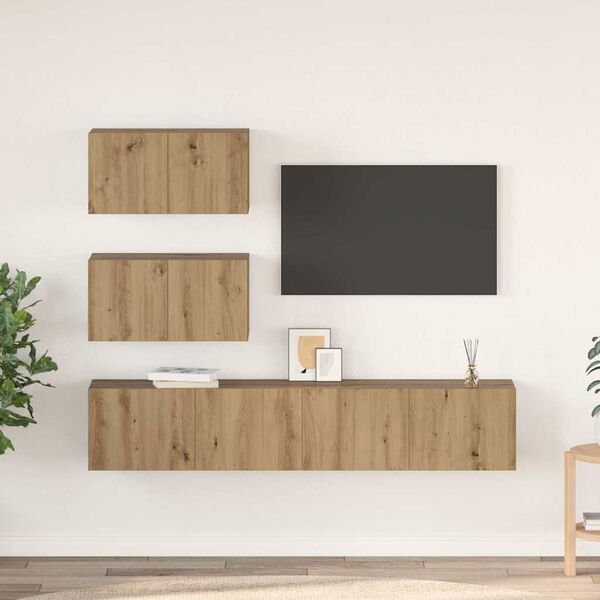 vidaXL TV Cabinet Set Wall-mounted 4 pcs Artisan Oak Engineered Wood