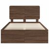 vidaXL Bed Frame with Headboard Brown Oak 120 x 190 cm Solid Pine Wood