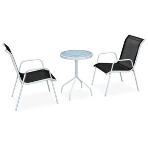 vidaXL 3 Piece Bistro Set Steel Black