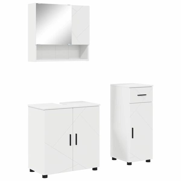 vidaXL Bathroom Furniture Set 3 pcs White Engineered wood & Metal