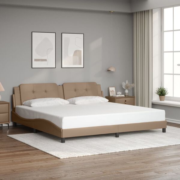 vidaXL Bed Frame with LED without Mattress "Zadar" Cappuccino 200x200 cm