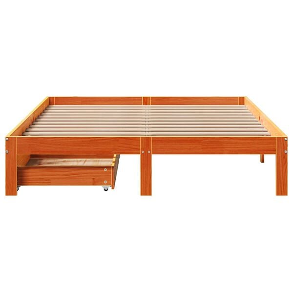 vidaXL Bed Frame with Drawers without Mattress Wax Brown 120x200 cm