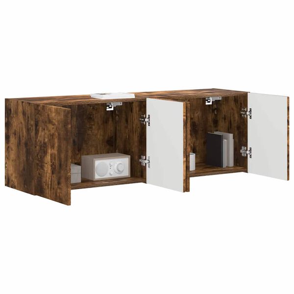 vidaXL TV Wall Cabinet Wall-mounted 2 pcs Smoked Oak 59.5 x 31 x 40 cm