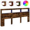 vidaXL Headboard Cabinet with LED Smoked Oak 220x17x102 cm