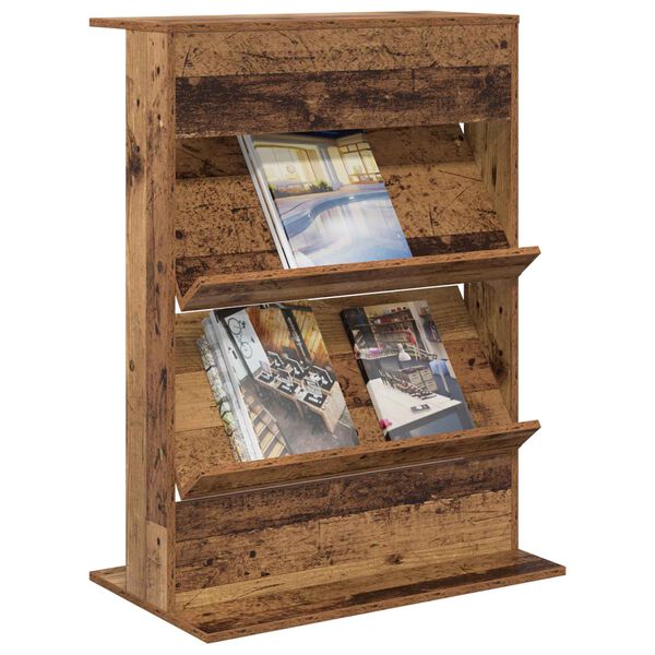 vidaXL Magazine Rack Old Wood 70 x 41 x 96 cm Engineered Wood