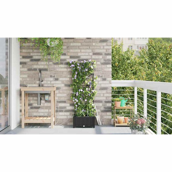 vidaXL Garden Planter Black 40 x 40 x 126 cm Steel