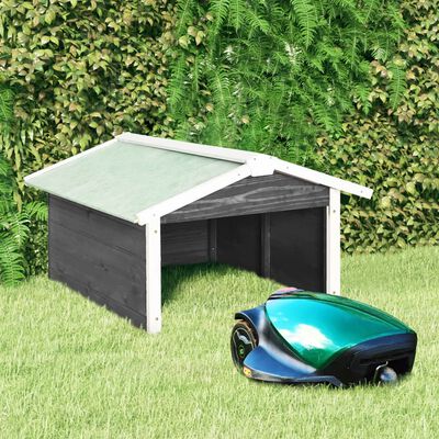 vidaXL Robotic Lawn Mower Garage 72x87x50 cm Grey and White Firwood