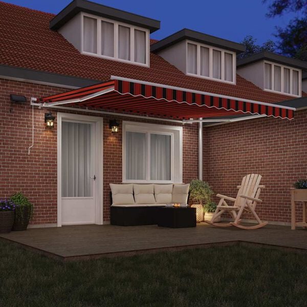 vidaXL Manual Retractable Awning with LED 400x300 cm Orange and Brown