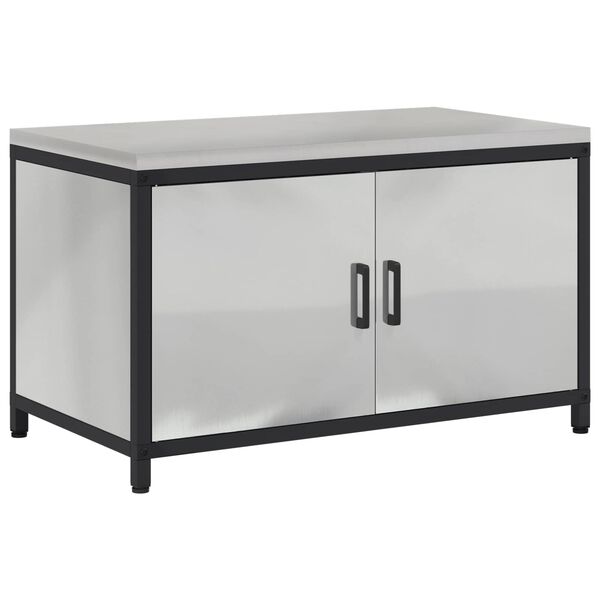 vidaXL Kitchen Storage with Shelf Silver 90 x 50 x 53 cm Steel