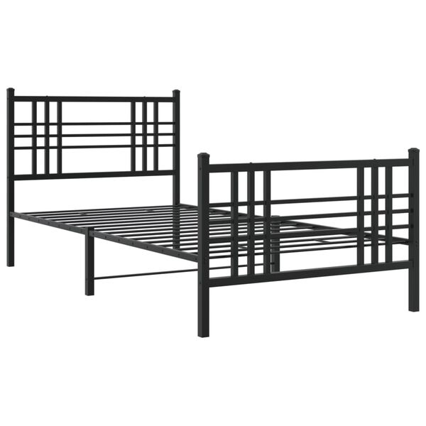 vidaXL Metal Bed Frame without Mattress with Footboard Black 100x200cm