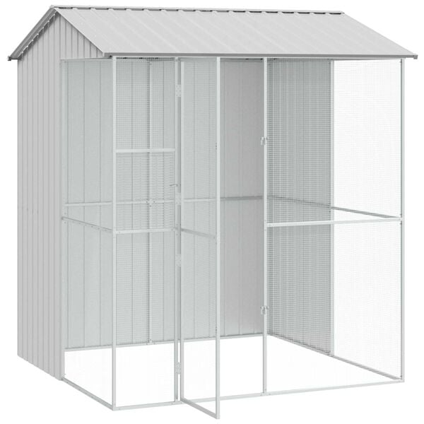 vidaXL Bird Cage with Storage Grey 215 x 210 x 247 cm Galvanised Steel