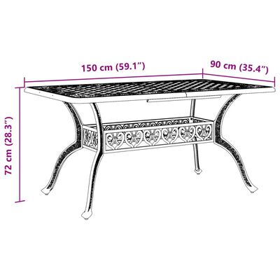 vidaXL Garden Table Black 150x90x72 cm Cast Aluminium