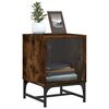 vidaXL Bedside Cabinet with Glass Door Smoked Oak 35x37x50 cm