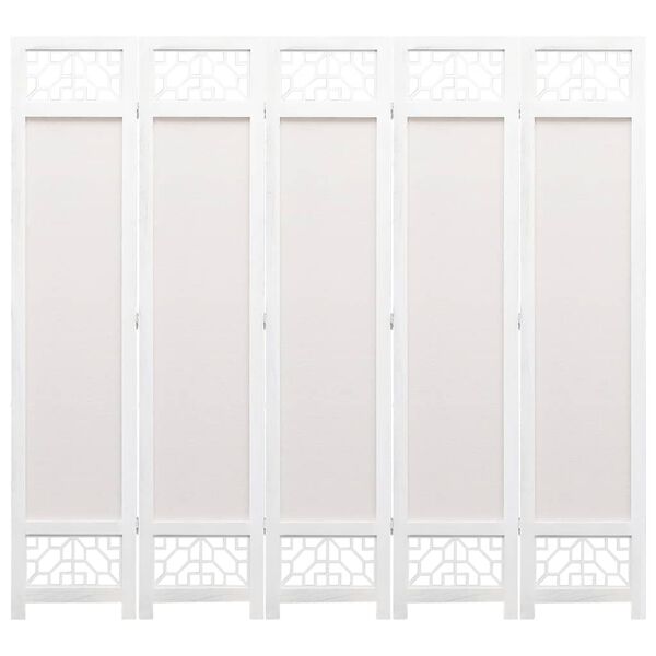 vidaXL 5-Panel Room Divider Cream 175x165 cm Fabric