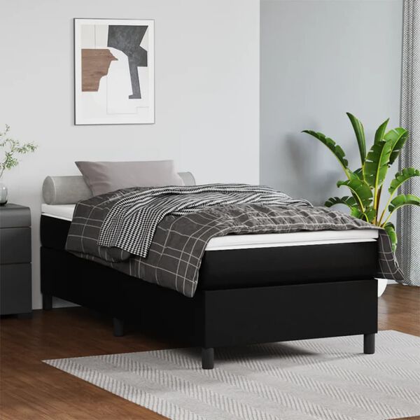 vidaXL Box Spring Bed Frame Black Single Faux Leather (UK/IE/FI/NO only)