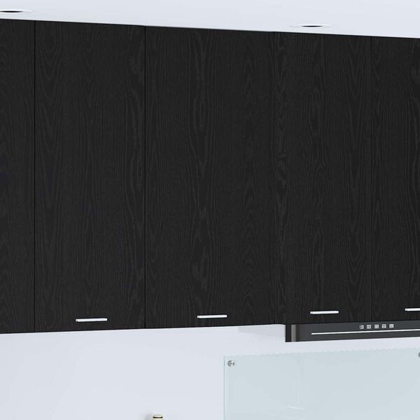vidaXL Hanging Cabinet with Door Black Oak and White 50 x 31 x 100 cm