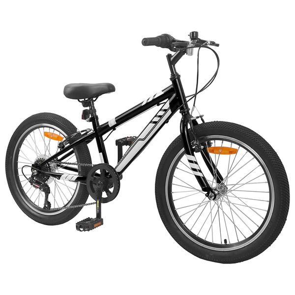 vidaXL Mountain Bike 24'' 6-Speed for 8-12 Years Old Black