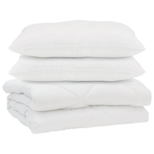 vidaXL Duvet with Pillow 3 pcs White Microfibre