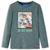 vidaXL Kids' T-shirt with Long Sleeves Dark Green Melange 140