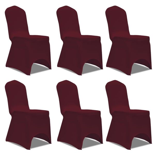 vidaXL Chair Cover Stretch Burgundy 12 pcs