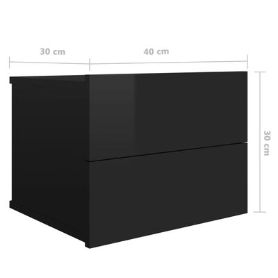 vidaXL Bedside Cabinet High Gloss Black 40x30x30 cm Engineered Wood