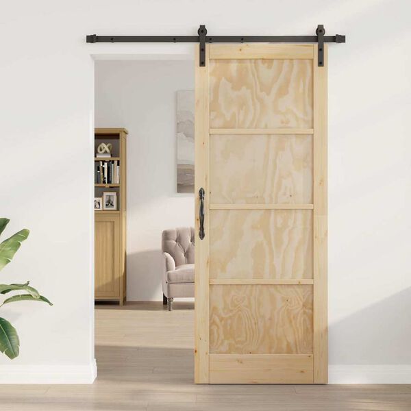 vidaXL Sliding Door Brown 83 x 211 cm Solid Pine Wood