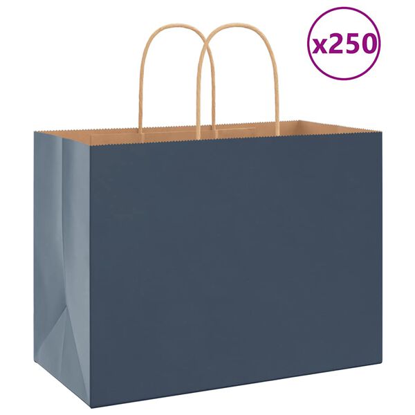 vidaXL Paper Bags 250 pcs with Handles Blue 32x17x25 cm