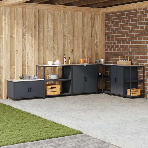 vidaXL Kitchen Storage with Shelf Anthracite 90 x 50 x 92 cm Steel