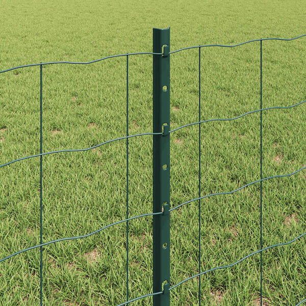 vidaXL Fence with Post Green 0.6 x 50 m Steel and PVC