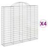 vidaXL Arched Gabion Baskets 4 pcs 200x30x180/200 cm Galvanised Iron