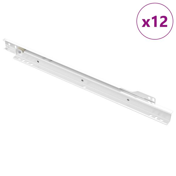 vidaXL Drawer Slide 12 pcs White 350 mm Steel