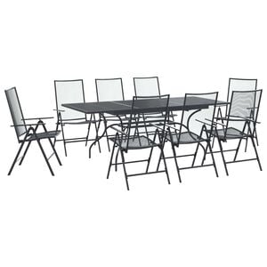 vidaXL Garden Dining Set 9 pcs Anthracite Mesh and Steel