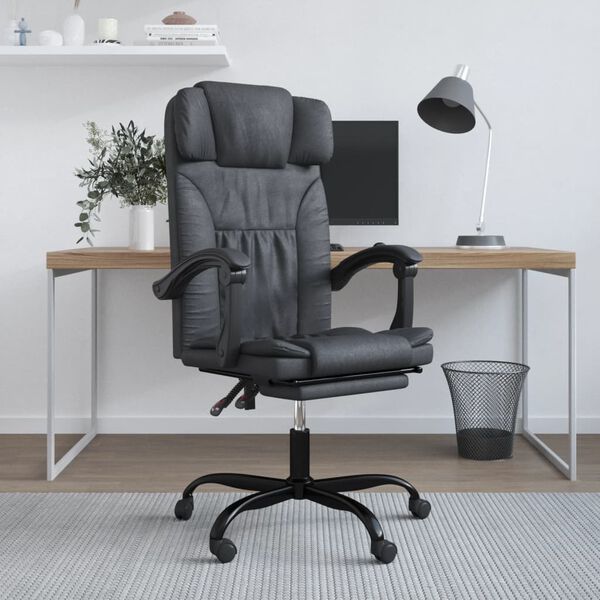 vidaXL Reclining Office Chair Black Faux Leather