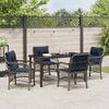 vidaXL Garden Dining Set with Cushion 5 pcs Grey and Black Rattan