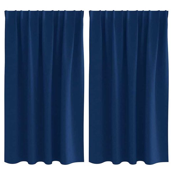 vidaXL Blackout Curtains with Rings Dark Blue Polyester