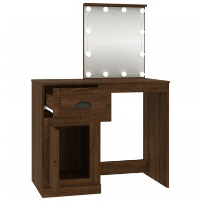 vidaXL Dressing Table with LED Brown Oak 90x50x132.5 cm Engineered Wood