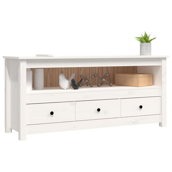 vidaXL TV Cabinet White 114x35x52 cm Solid Wood Pine