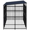 vidaXL Outdoor Dog Kennel with Roof Steel 7.37 m&sup2;