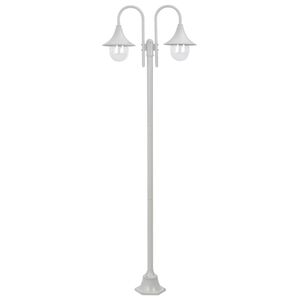 vidaXL Garden Post Light E27 220 cm Aluminium 2-Lantern White