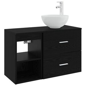 vidaXL Bathroom Furniture Set 2 pcs Black Oak Engineered Wood