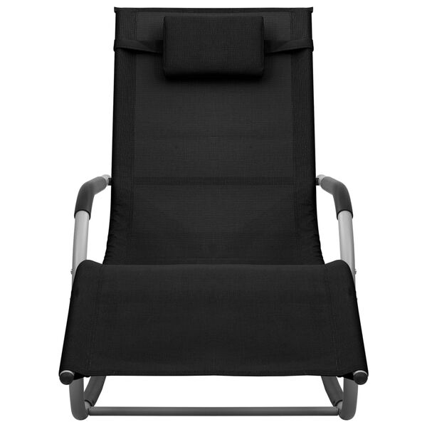 vidaXL Sun Loungers 2 pcs Textilene Black and Grey