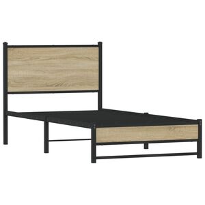 vidaXL Metal Bed Frame without Mattress Sonoma Oak 75x190 cm Small Single