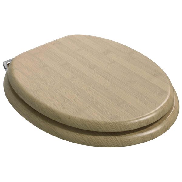 vidaXL Soft-Close Toilet Seat Light Bamboo Color 44 x 38 cm MDF board