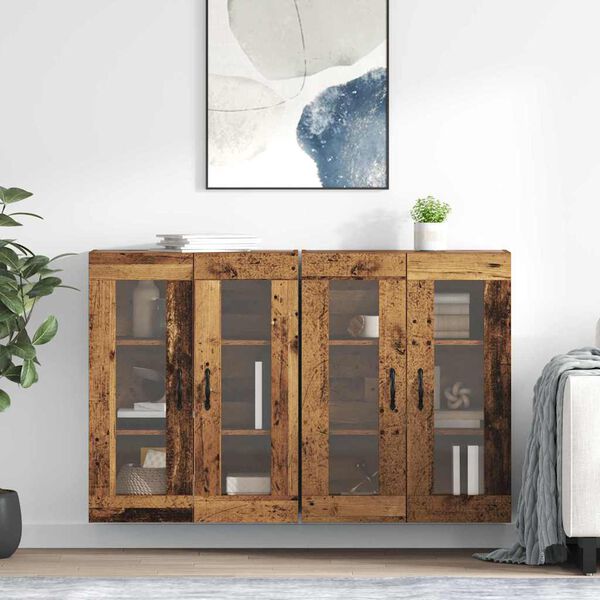 vidaXL Wall Cabinets 2 pcs Old Wood 69.5 x 34 x 90 cm Engineered Wood