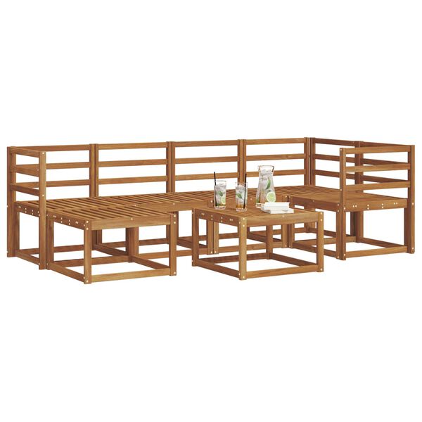 vidaXL Outdoor Sofa Set 7 pcs Natural Solid Acacia Wood
