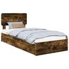 vidaXL Storage Bed with Drawer Smoked Oak 90 x 200 cm Engineered Wood