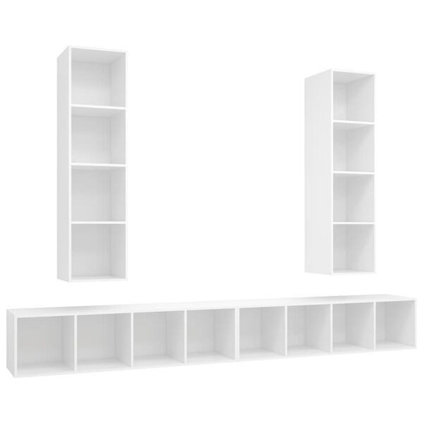 vidaXL Wall-mounted TV Cabinets 4 pcs White Engineered Wood