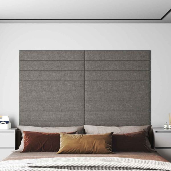 vidaXL Wall Headboard 12 pcs Light Grey 90 x 15 cm Fabric